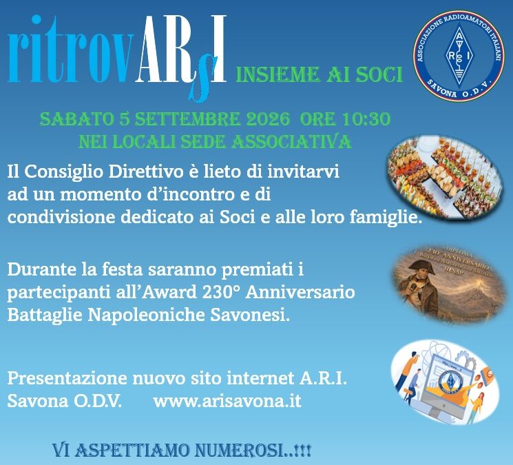 Riapertura sede ed attività sabato 5/9/2026