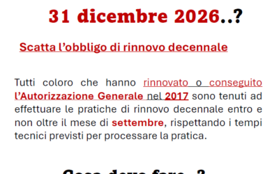 L’Autorizzazione Generale scade il 31 dicembre 2026..?
