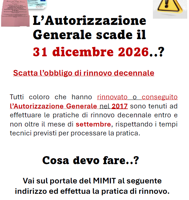 L’Autorizzazione Generale scade il 31 dicembre 2026..?